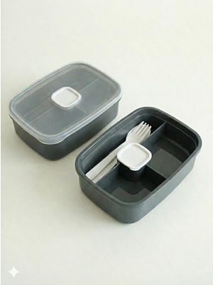 Aesco 3 Bölmeli Sızdırmaz Lunch Box, Bpa Içermeyen Yemek Kabı, Gri Renk