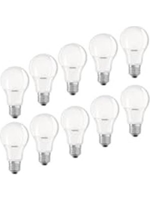 Aesco 10 Adet 8.5W E27 LED Ampul Sarı Işık 2700K, Enerji Tasarruflu Aydınlatma