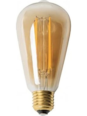 Aesco 8W Rustik LED Ampul, ST64 E27, Amber Renk, Enerji Sınıfı A