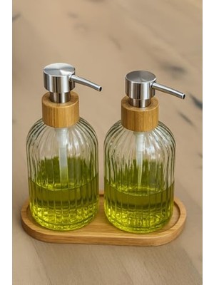Aesco Modern Cam Sıvı Sabunluk Seti, 300 ml - 2'li
