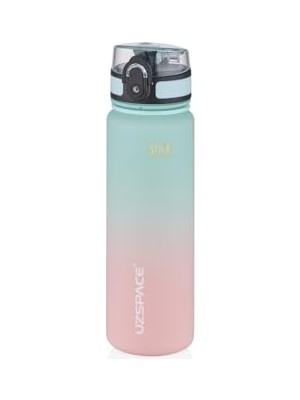 Get Store Uzspace 500ML Çift Renkli Sızdırmaz Bpa Içermez Kilitlenebilir Kapaklı Motivasyonel Tritan Su Matarası (Su Yeşili-Pembe)