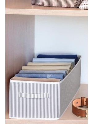 Aesco Beyaz ve Gri Çizgili Dolap Içi Pantolon Düzenleyici Organizer