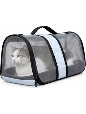 Aesco Katlanabilir Kedi Taşıma Çantası – Nefes Alabilir, Hafif, 45X28X28 Cm, Mavi