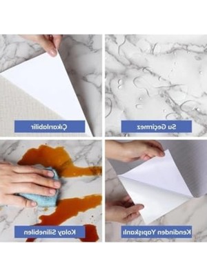 Aesco 5m x 60 cm Mermer Desenli Su Geçirmez Yapışkanlı Folyo