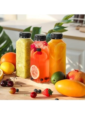 Aesco 250 cc Kapaklı Şeffaf Detox Şişesi, Dondurucuya Uygun