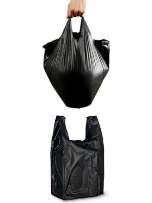 Aesco Orta Boy Kalın Siyah Hışır Poşet, 5 kg Kapasite