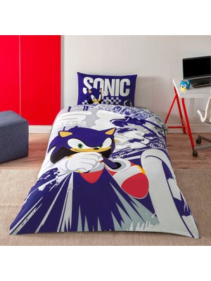 Taç Lisanslı Sonic Run Pamuk Tek Kişilik Nevresim Takımı