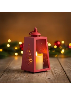 Aesco Dekoratif LED Kandil, Pilli ve Titrek Işıklı, Romantik Gece Lambası