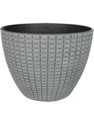 Aesco Gri Desenli 22 cm Çapında Plastik Saksı