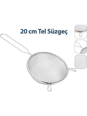 Go İthalat 20CM Tel Süzgeç Metal Saplı Kulaklı (5250)
