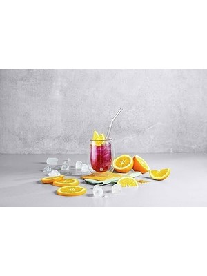 Seraç Sorrento Cam Pipet, Sürdürülebilir ve Tekrar Kullanılabilir, Borosilikat Cam, Soğuk ve Sıcak Içecekler Için, 4 Adet, Uzunluk: 23 Cm, Kavisli Şekil, Renk: Şeffaf, Temizleme Fırçası Dahil