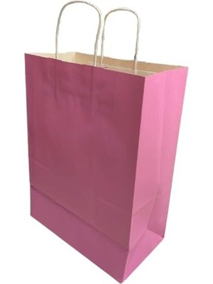 Aesco Koyu Pembe Kraft Kağıt Çanta, 25X31X12 cm Boyutunda
