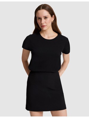 Pierre Cardin Kadın Siyah Regular Fit Basic Tişört 50325474-VR046