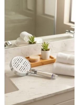 Seraç Krom Filtreli Duş Başlığı 6 Modlu Yüksek Basınçlı Tasarruflu El Duşu Kireç Önleyici Mineral Filtreli Banyo Duş Başlığı 12,5 cm Geniş Başlıklı Evrensel Uyumlu