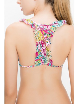 Penti Kadın Baskılı Safran Triangle Frill Bikini Üstü PPSFRNTR17IY