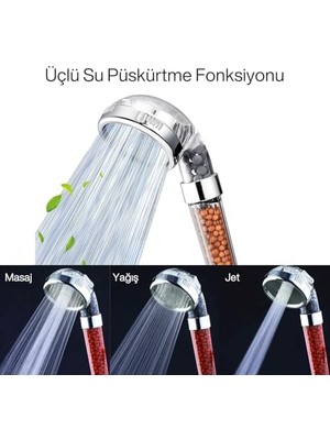 Seraç Arıtmalı Yüksek Basınçlı Duş Başlığı Su Tasarruflu Filtreli El Tipi Duş Başlığı Kireç Önleyici Mineral Bilyeli Güçlü Tazyik Modern Banyo Kullanımı [enerji Sınıfı A++]