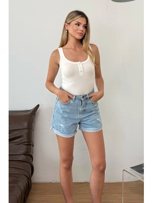 Jee Lee Kadın Ön Çıtçıtlı Atlet Ekru - 26Y 26205