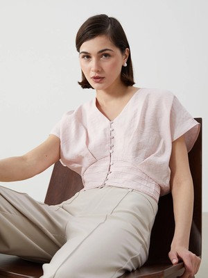 Lc Waikiki Yeni Sezon V Yaka Crop Kadın Bluz