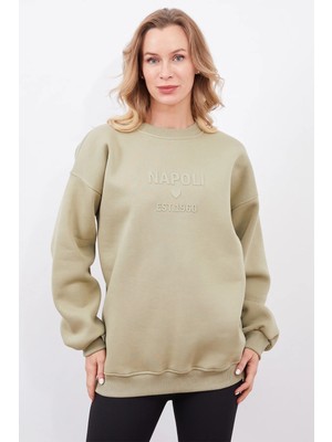 FullaModa Napoli Baskılı Oversize Sweatshirt