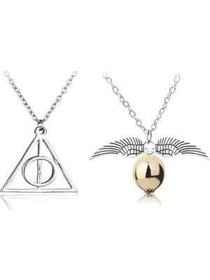 Karahanbey Snitch Ölüm Yadigarları Üçgen Harry Potter Unisex Kolye