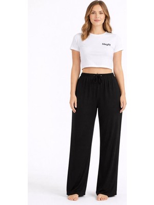 Hobilinka Viskon Pamuklu Kadın Siyah Pijama Pantolon - MG002 -