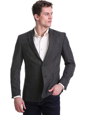Hatemoğlu Lacivert Slim Fit Mono Yaka Klasik Ceket