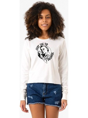 Tshirthane Just The Tip I Promise Halloween Ekstra Uzunkol Sweatshirt Ekru