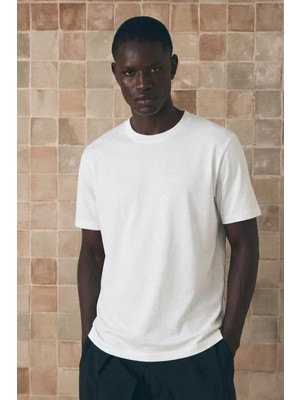 Damga Erkek Klasik Relaxed Fit Beyaz Tişört