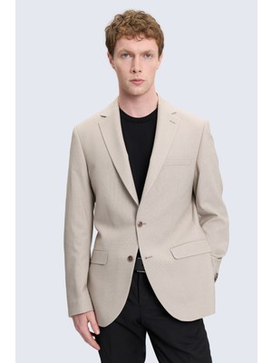 Hatemoğlu Bej Slim Fit Mono Yaka Klasik Ceket