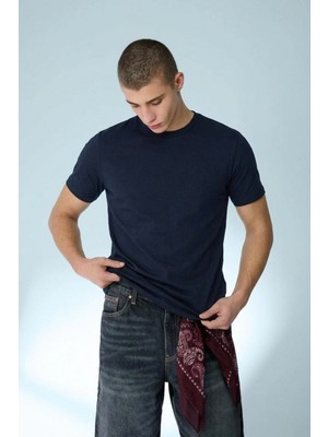 Damga Erkek Casual Straight Lacivert Esnek Tişört