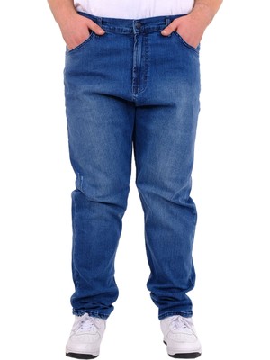 ModeXL Mode Xl Büyük Beden Erkek Klasik Kot Pantolon Mark 21920D Açık Mavi