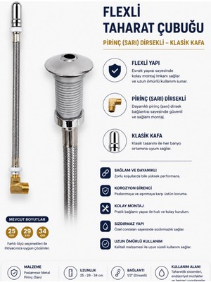 Kayra Grup Su Armatürleri Flexli Taharat Hortumu 34 cm Klasik Kafa