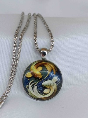 Alsade Koi Balığı Yin Yang Spiritüel Denge 2d Kolye
