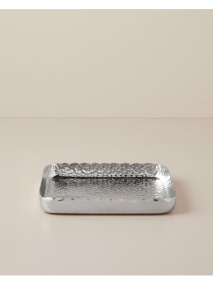 English Home Berta Metal Dekoratif Tepsi 28.5X22X3 cm Gümüş