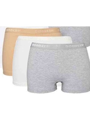 Dondeza Kadın Boxer Paket Içeriği 3 Adet (Ten-Ekru-Gri)