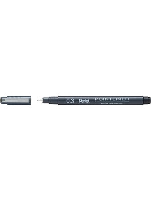 Sync Ticaret Pentel Pointliner S20P-3A, Fineliner, Siyah, Suya Dayanıklı ve Solmaz, 0,3 mm