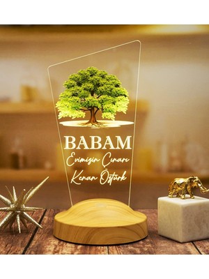 Sync Ticaret Babaya Hediye, Babalar Günü Hediyesi, Babama Hediye, Çınar Ağacı Figürlü Renkli LED Lamba Totem Şekl