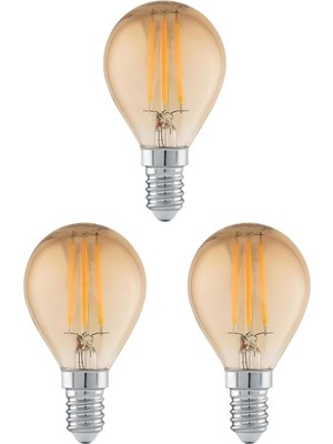 Sync Ticaret Rustik LED Filament Ampul 4 Watt E14 Duy Sarı Işık Dekoratif Vintage Aydınlatma (3, G45 Amber Cam)