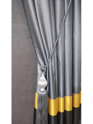 Sync Ticaret Gri Kuka Braçol Kornişe Takma Tavan Yan Bağlama Perde Toplama Aksesuarı Tieback Gri 150 cm