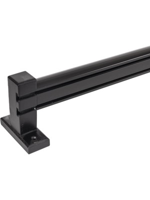 Sync Ticaret Ahşap Başlıklı 2 Kanallı Alüminyum Dekoratif Ray Korniş Modern Rustik Siyah (225 Cm)