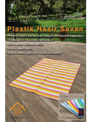 Sync Ticaret Simerev Halı Hasır Savan Mat Plaj Kamp Piknik Bahçe Balkon Teras Yıkanabilir Katlanabilir Kilim Sarı