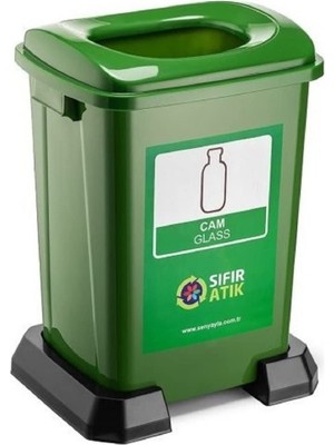 Sync Ticaret Şenyayla Sıfır Atık Geri Dönüşüm Kutusu 50 Lt Yeşil Cam