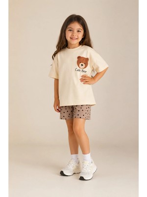 DoaMini Kız Çocuk Pamuklu T-Shirt ve Şort Takım