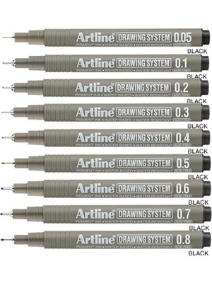 Sync Ticaret Artline Drawing System Teknik Çizim Kalemi 9'lu Tam Set