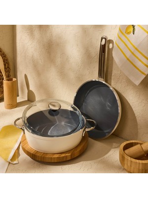 Evidea Kitchen Toscana Chef 3 Parça Karnıyarık Tencere ve Tava Seti - 24 cm