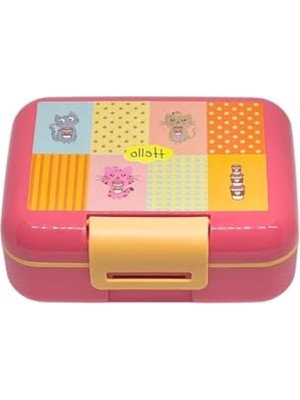 Larskas Sevimli Kedi Desenli 1600ML Kapaklı Lunchbox, 2 Bölmeli Pp Plastik