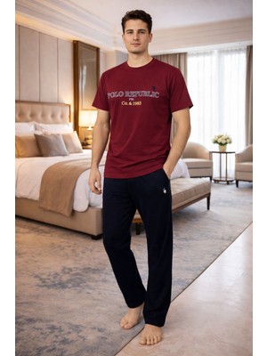 Polo Republica & CO Polo Republica %95 Pamuk Bisiklet Yaka Kısa Kollu Erkek Pijama Takım 3402