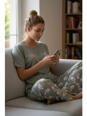 Pijapia Kadın Kısa Kollu Likralı Düğmeli Yaka Pijama Takımı Gül Kurusu