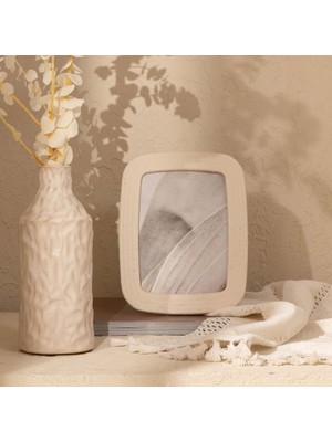 Evidea Deco Oval Köşeli Çerçeve - Bej - 22X17 cm