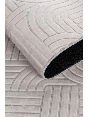Sync Ticaret Tropikal Home Bambu Dokulu Modern Desenli Kaymaz Taban Lüx Dört Mevsim Yıkanabilir Halı Yolluk, Gri